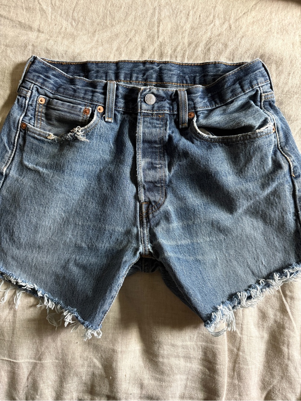 Levi's 501 Distressed Denim Cutoff Shorts - Blue
